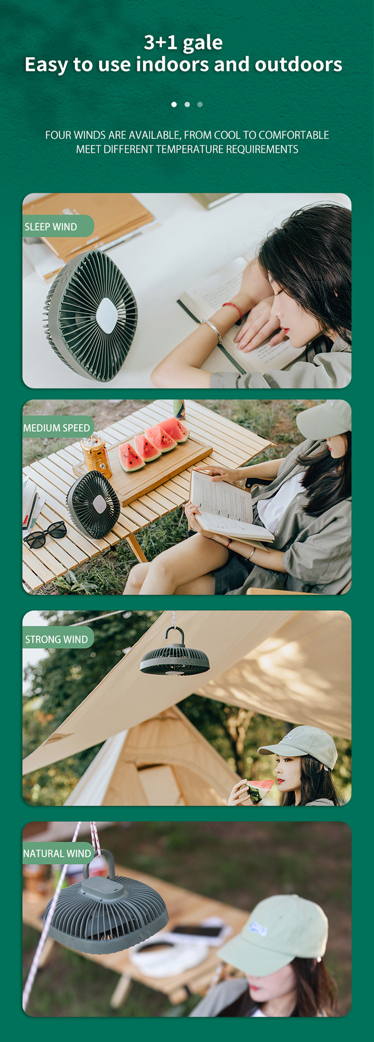 Portable Camping Fan YWF017 detail view